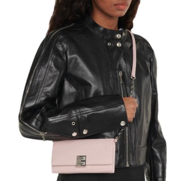 Givenchy Logo Wallet On Chain Pink Leather Cross Body Bag - Picture 1 of 12
